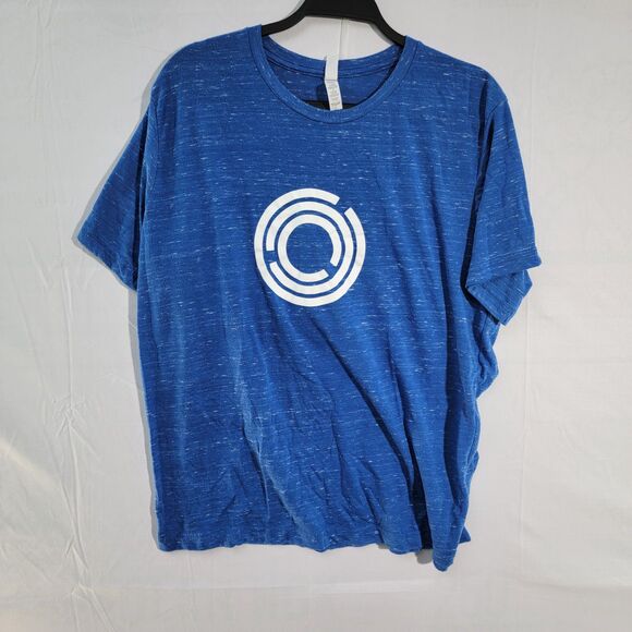 Bella + Canvas Blue T-Shirt White Graphic Crew Neck Short Sleeves Men's Size M - Picture 2 of 8